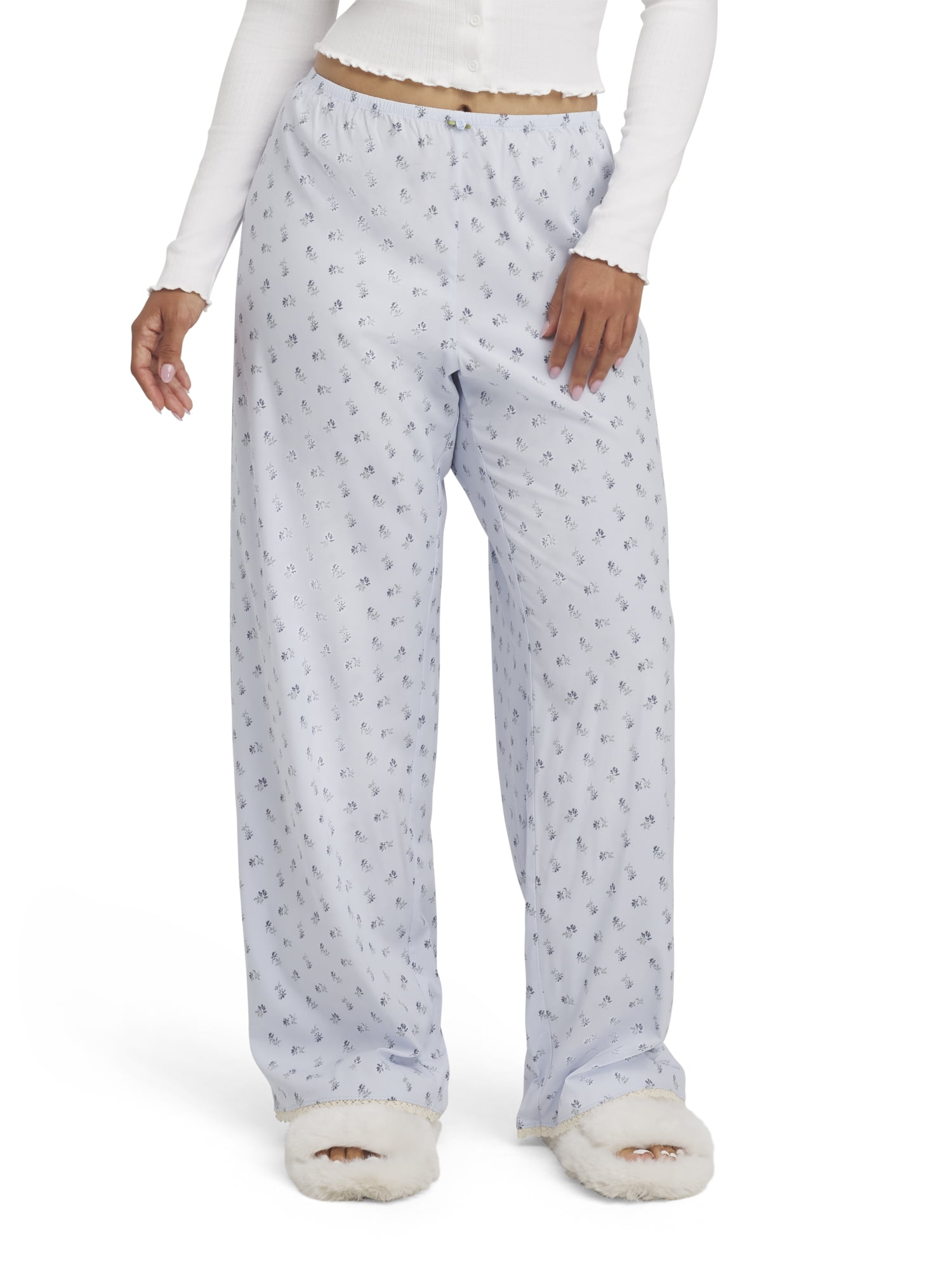 Mills by Millie Bobby Brown Women's Sleep Printed Rayon Pant with Lace Trim, Sizes XS-XXXL