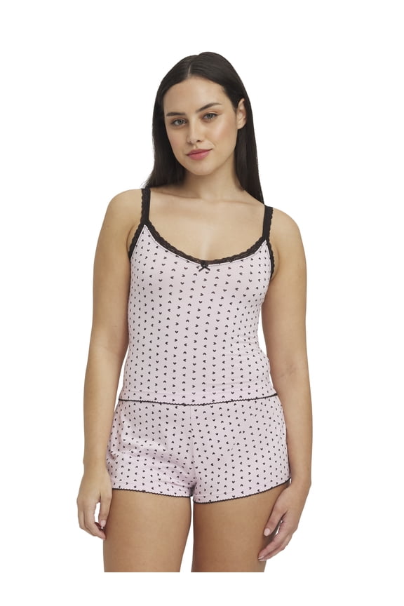 Women's Sleep Printed Stretch Jersey Cami w Stretch Lace Trim, Sizes XS-XXXL