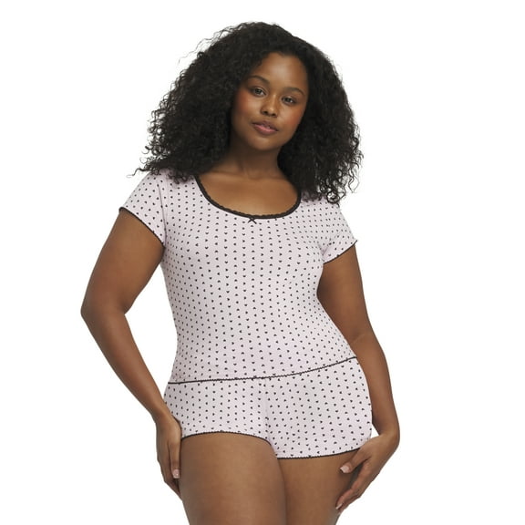 Mills by Millie Bobby Brown Women's Sleep Printed Stretch Jersey Cap Sleeve Top with Stretch Lace Trim, Sizes XS-XXXL