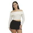 thumbnail image 1 of Mills by Millie Bobby Brown Women's Ribbed Off the Shoulder Long Sleeve Sweater, Sizes XXS-XXL, 1 of 11