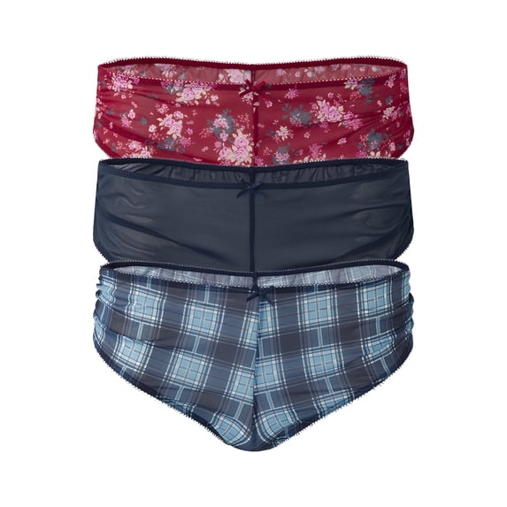 Mills by Millie Bobby Brown Women's Runched Mesh Hipster Panties, 3-Pack, Sizes XS-XXXL