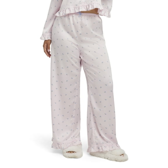 Mills by Millie Bobby Brown Women's Sleep Satin Woven Pant with Ruffle, Sizes XS-XXXL