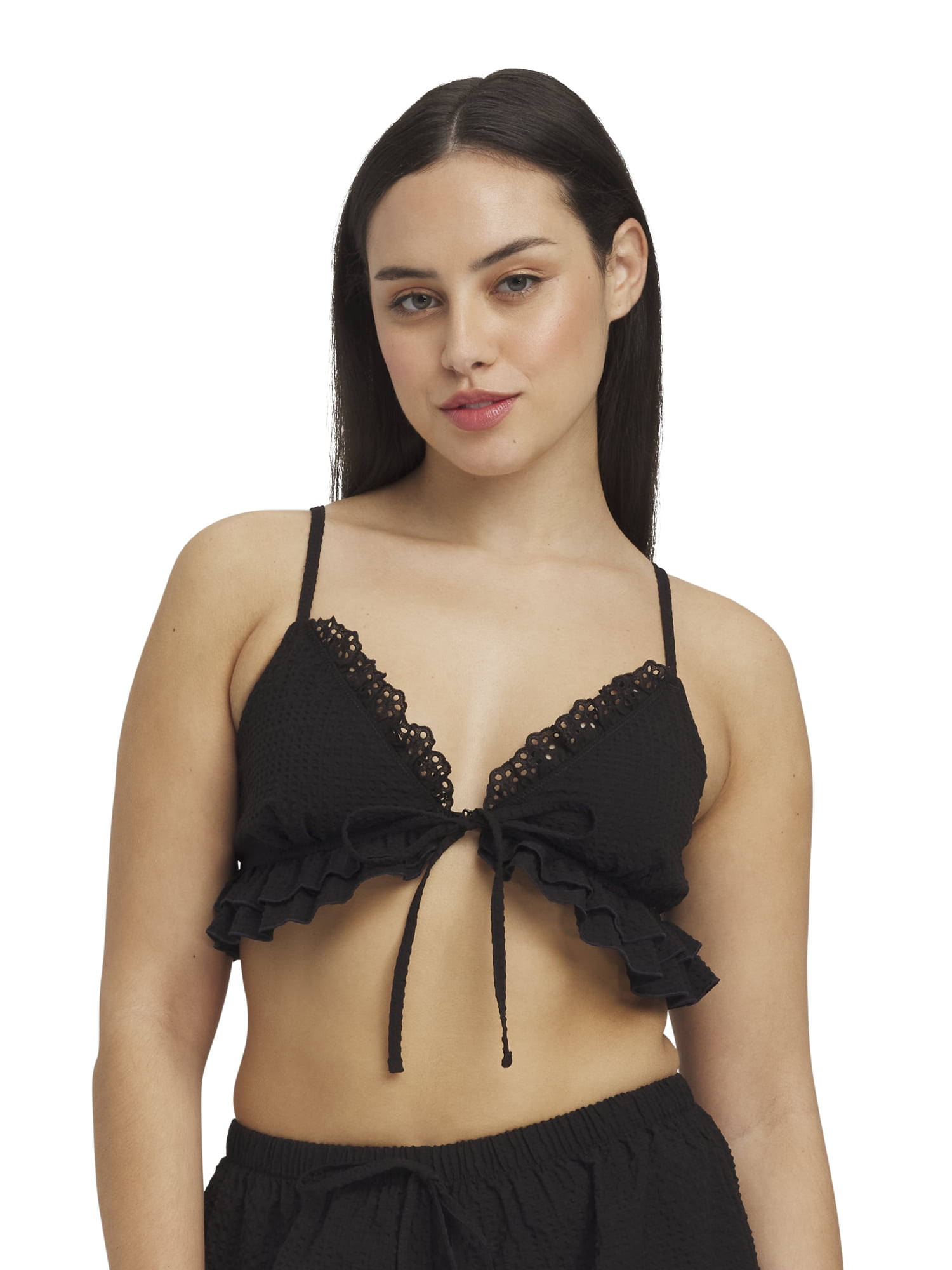 Mills by Millie Bobby Brown Women's Seersucker Flutter Bralette, Sizes XS-XXXL