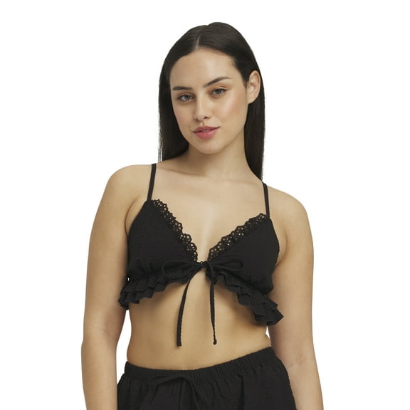 Mills by Millie Bobby Brown Women's Seersucker Flutter Bralette, Sizes XS-XXXL