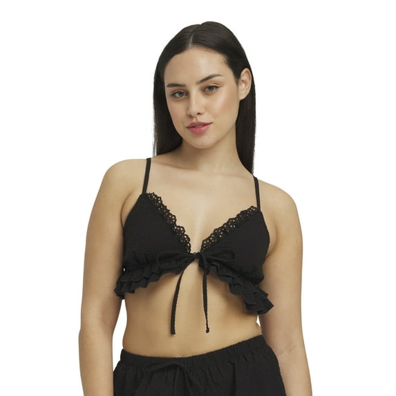 Mills by Millie Bobby Brown Women's Seersucker Flutter Bralette, Sizes XS-XXXL