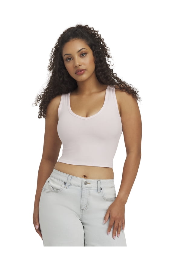 Women's Sleeveless Rib Deep V-Neck Tank Top, Sizes XXS-XXL