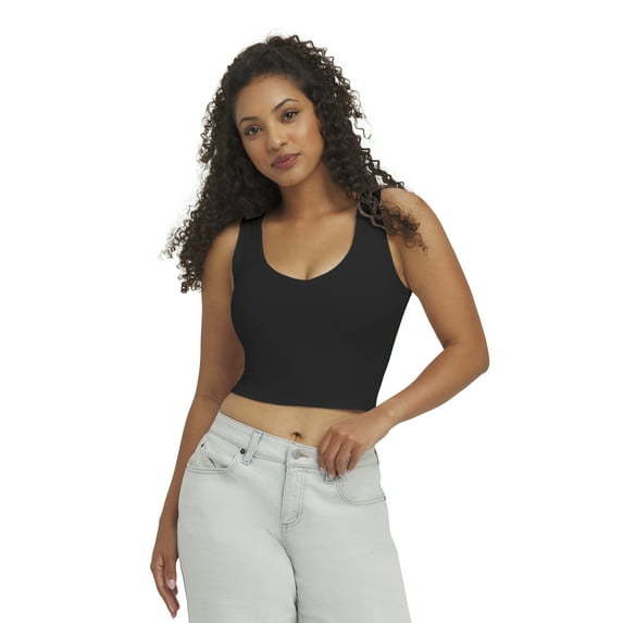 Mills by Millie Bobby Brown Women's Sleeveless Rib Deep V-Neck Tank Top, Sizes XXS-XXL