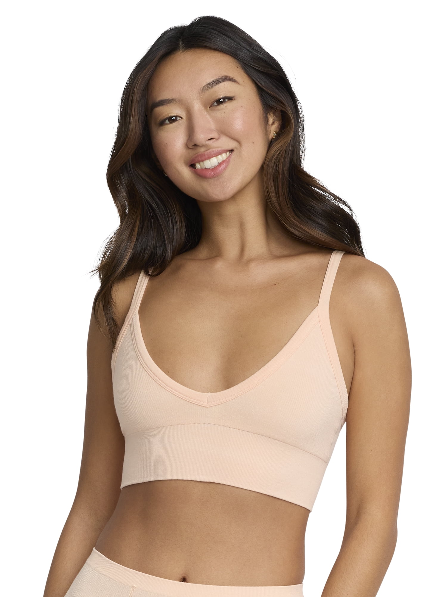Mills by Millie Bobby Brown Women's Softie Ribbed V-Neck Bralette, Sizes XS-XXXL