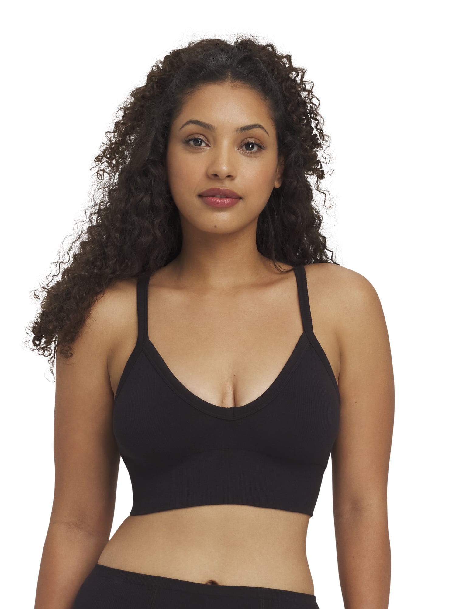 Mills by Millie Bobby Brown Women's Softie Ribbed V-Neck Bralette, Sizes XS-XXXL