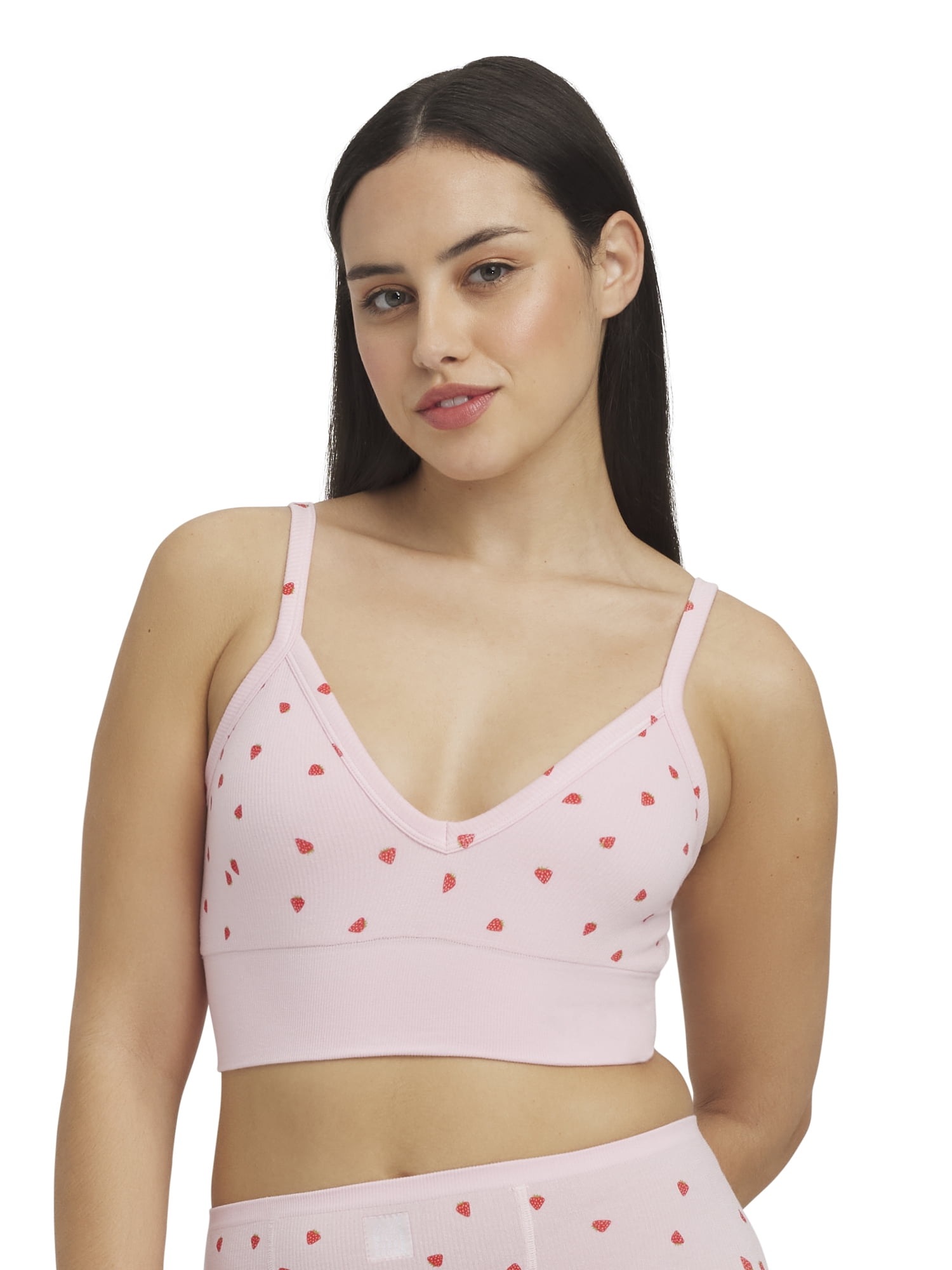 Mills by Millie Bobby Brown Women's Softie Ribbed V-Neck Bralette, Sizes XS-XXXL