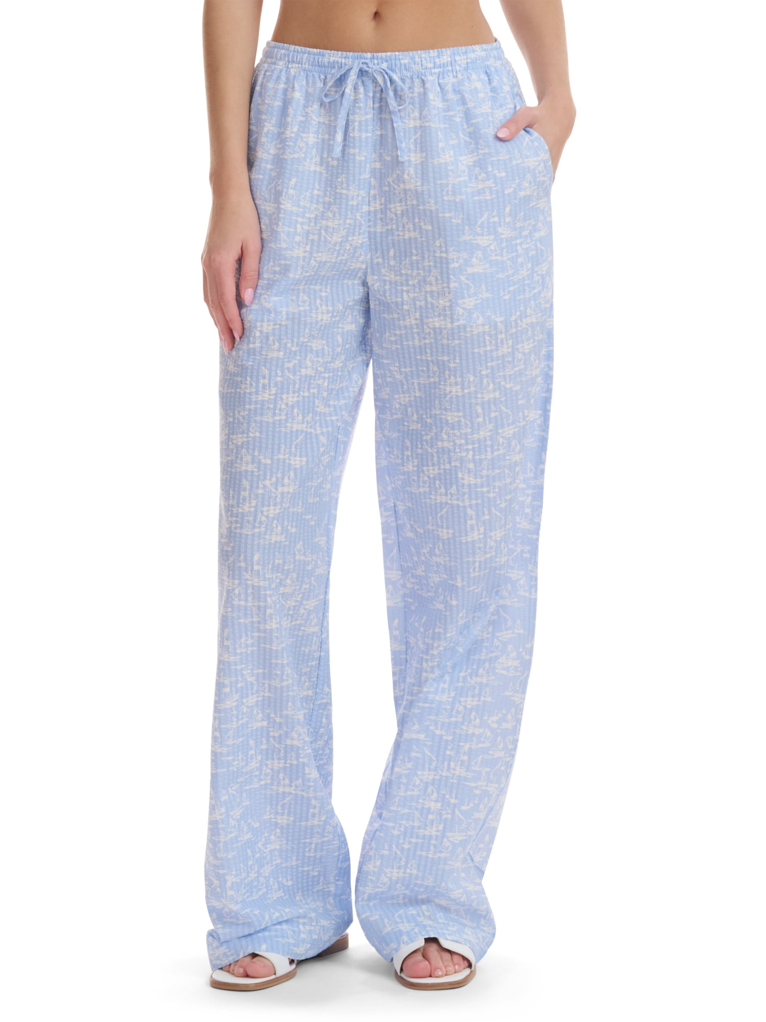 Mills by Millie Bobby Brown Women's Wide Leg Seersucker Palazzo Pants, Sizes XXS-XXL