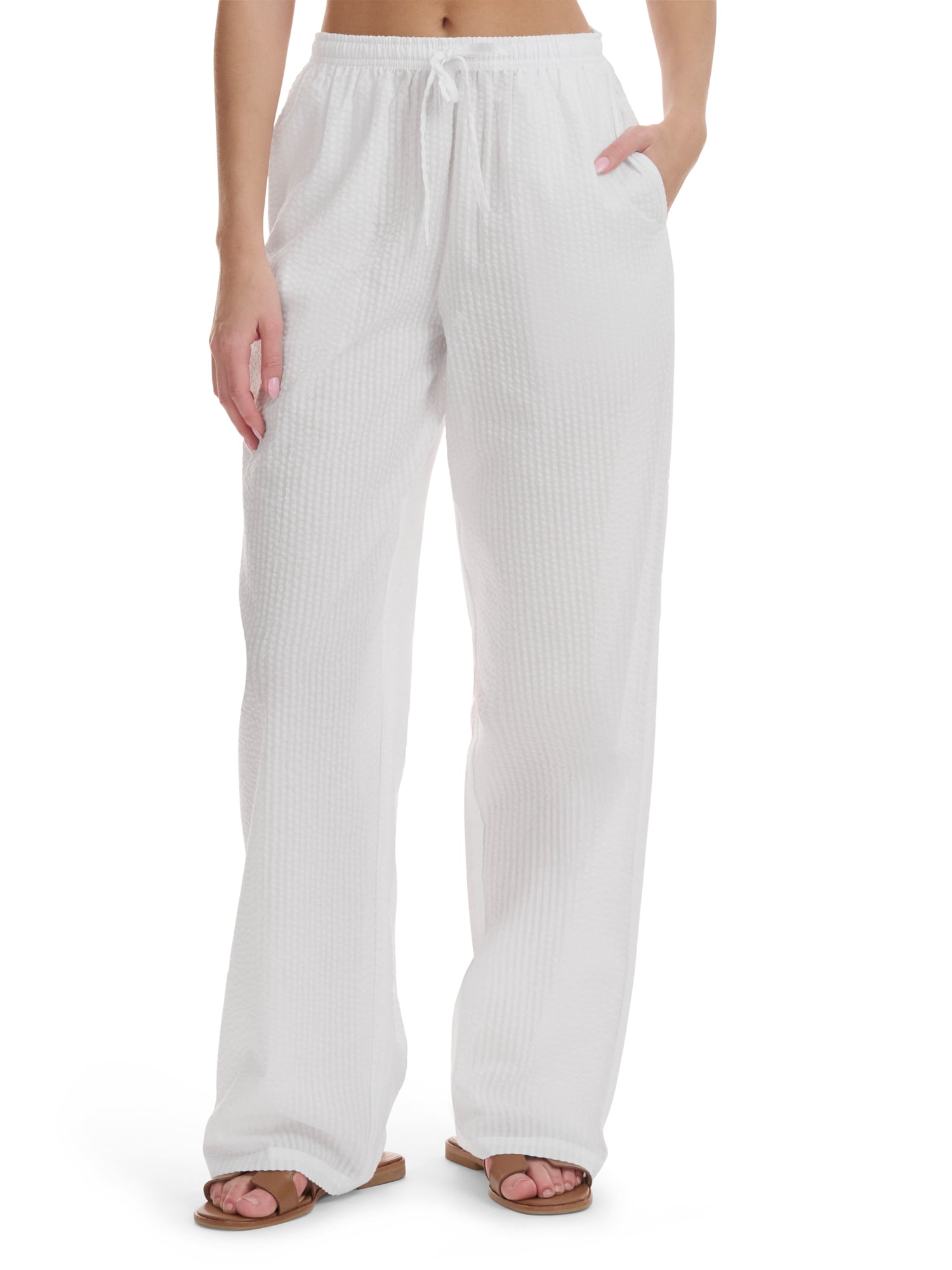 Mills by Millie Bobby Brown Women's Wide Leg Seersucker Palazzo Pants, Sizes XXS-XXL