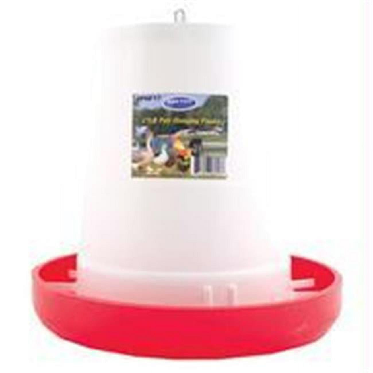 17lb White and Red Plastic Automatic Poultry Feeder