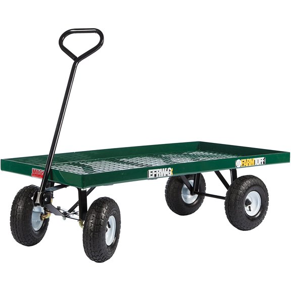 Millside Metal Deck Garden Wagon with Flat Free Tires, Green