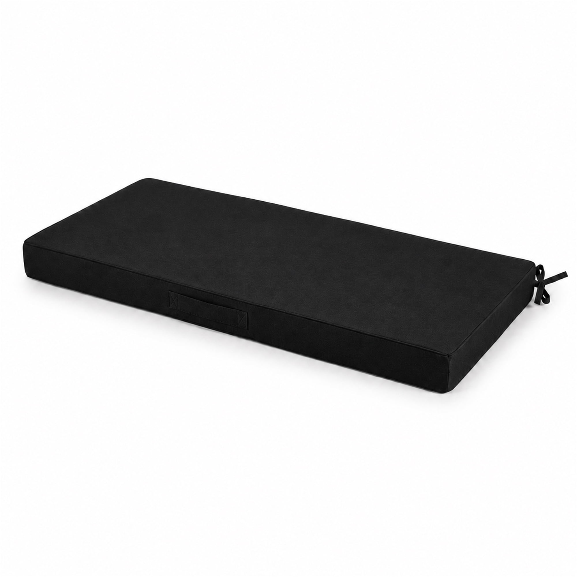 Millsilo 42" x 18" x 3" Outdoor Bench Cushion with Removable Cover, Water-Repellent UV Fade-Resistant Patio Cushion, High-Density Foam, Non-Slip Ties, Black