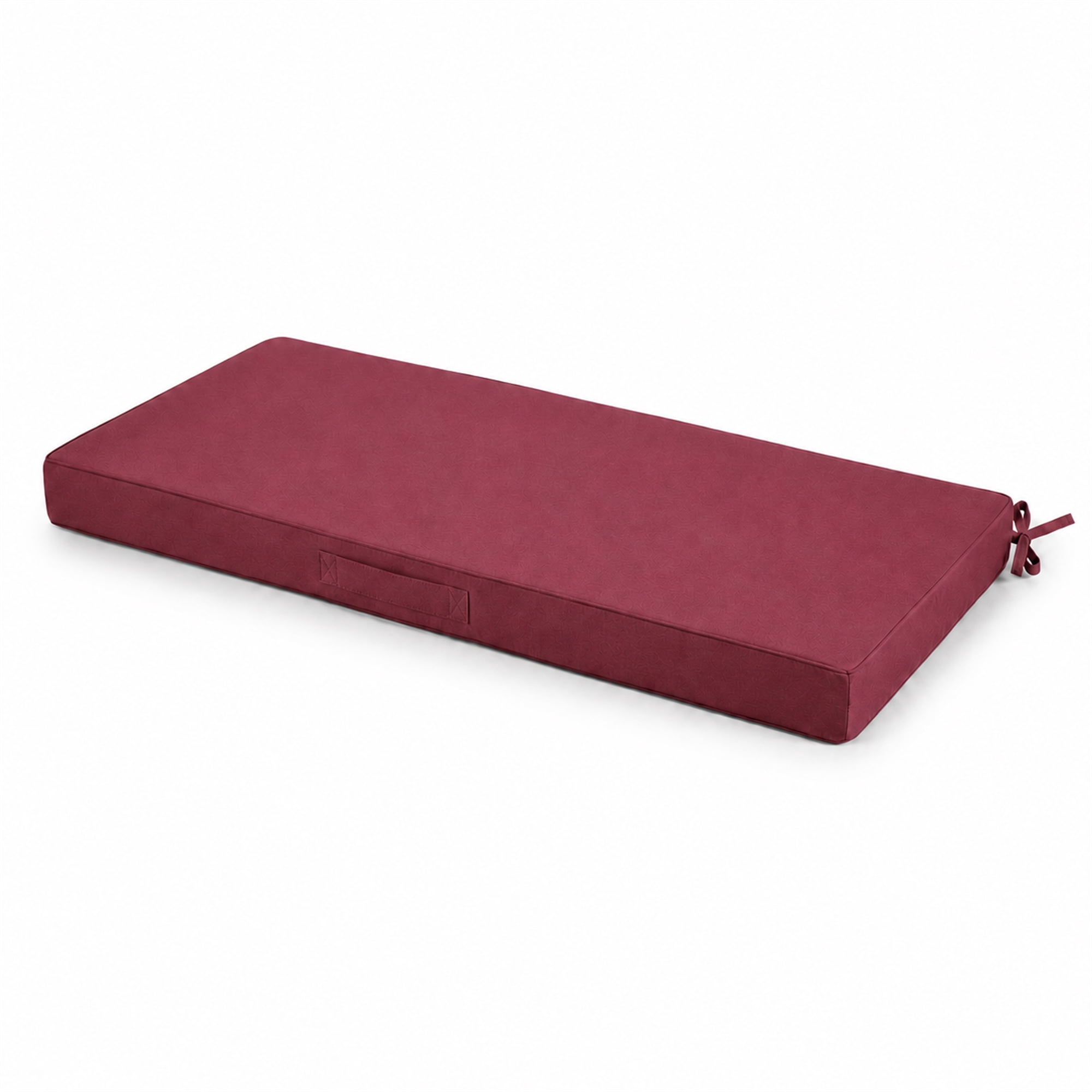Millsilo 42" x 18" x 3" Outdoor Bench Cushion with Removable Cover, Water-Repellent UV Fade-Resistant Patio Cushion, High-Density Foam, Non-Slip Ties, Burgundy
