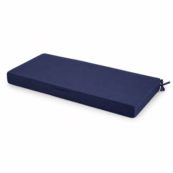 Millsilo 45" x 18" x 3" Outdoor Bench Cushion with Removable Cover, Water-Repellent UV Fade-Resistant Patio Cushion, High-Density Foam, Non-Slip Ties, Dark Blue