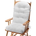 thumbnail image 1 of Millsilo Rocking Chair Cushion 44" x 19" x 4", One-Piece Connected Back & Seat Chair Pad, Indoor Tufted High Back Cushion with Non-Slip Base, Secure Ties, White, 1 of 9