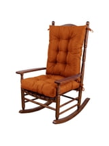 Millsilo Outdoor Rocking Chair Cushion Set 38" x 17" x 3", Waterproof Patio Chair Cushions with Non-Slip Bottom & 6 Ties, Tufted High Back Seat & Back Cushions, Orange