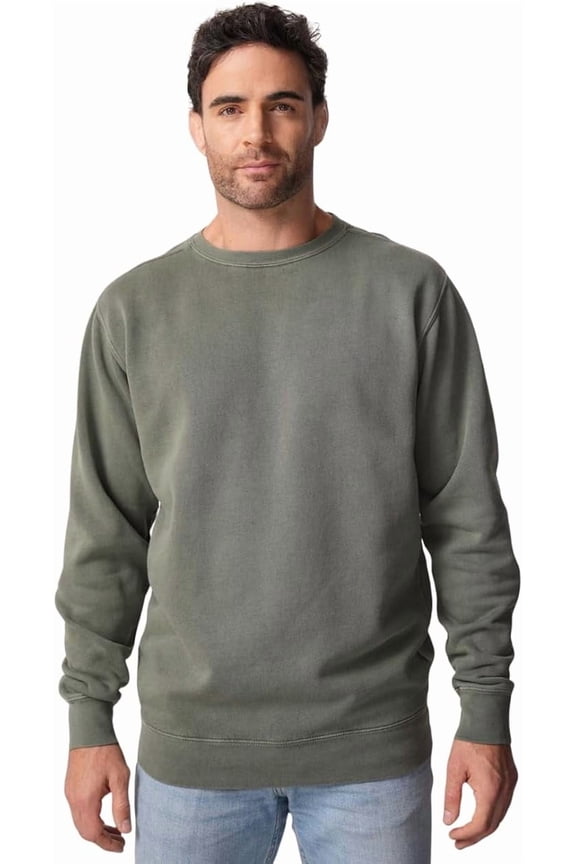 403 Pigmented Dyed Crewneck Pullover Sweatshirt Soft Handfeel 3 End Fleece 80% Cotton 20% Poly 9.5 Oz 340 GSM