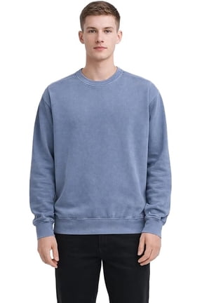 403 Pigmented Dyed Crewneck Pullover Sweatshirt Soft Handfeel 3 End Fleece 80% Cotton 20% Poly 9.5 Oz 340 GSM