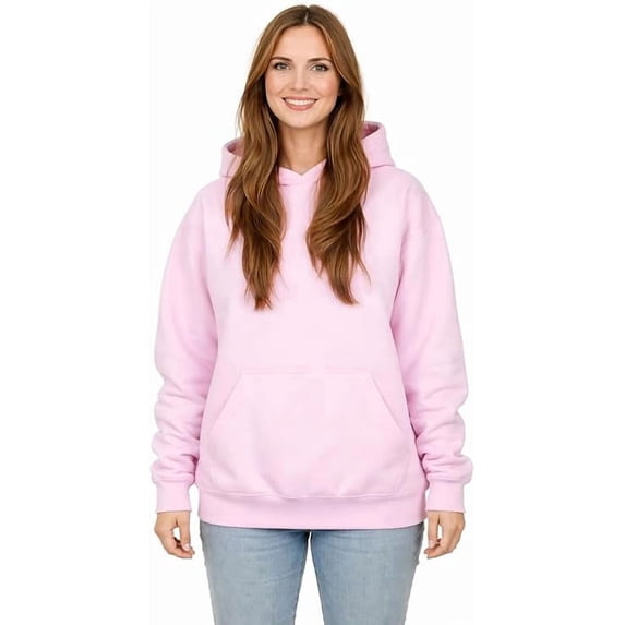 Milltex Oversized Hoodie for Women 280 GSM Heavyweight Fleece Pullover Sweatshirt, Relaxed Fit Hooded Sweatshirt with Kangaroo Pocket, Warm Winter Casual Gym Wear Hoodie-PowderPink