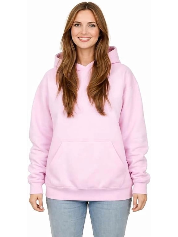 Oversized Hoodie for Women 280 GSM Heavyweight Fleece Pullover Sweatshirt, Relaxed Fit Hooded Sweatshirt with Kangaroo Pocket, Warm Winter Casual Gym Wear Hoodie-PowderPink