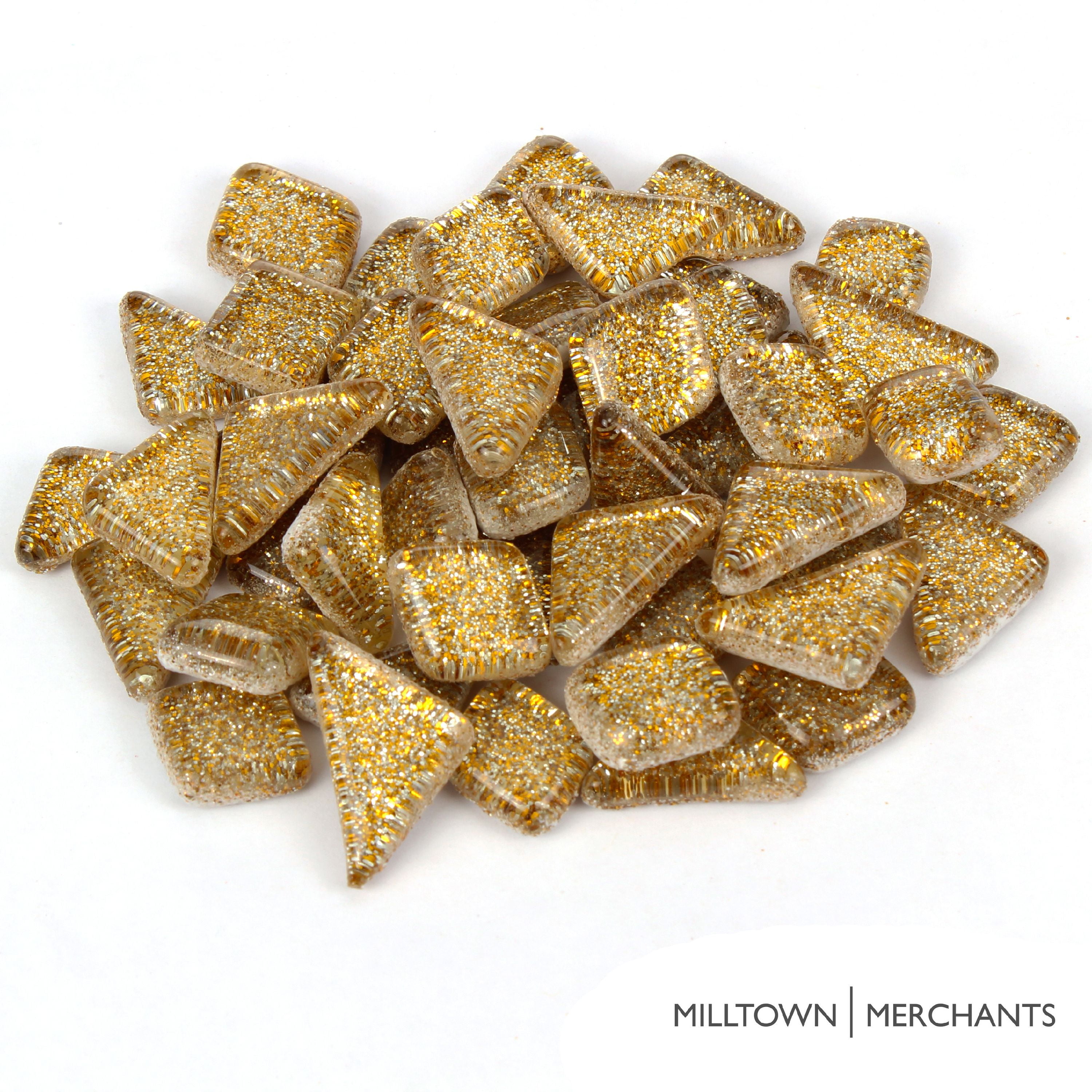 Milltown Merchants Cafe au Lait Glitter 3/4 Inch Mosaic Tile Blend Assortment (1 lb)