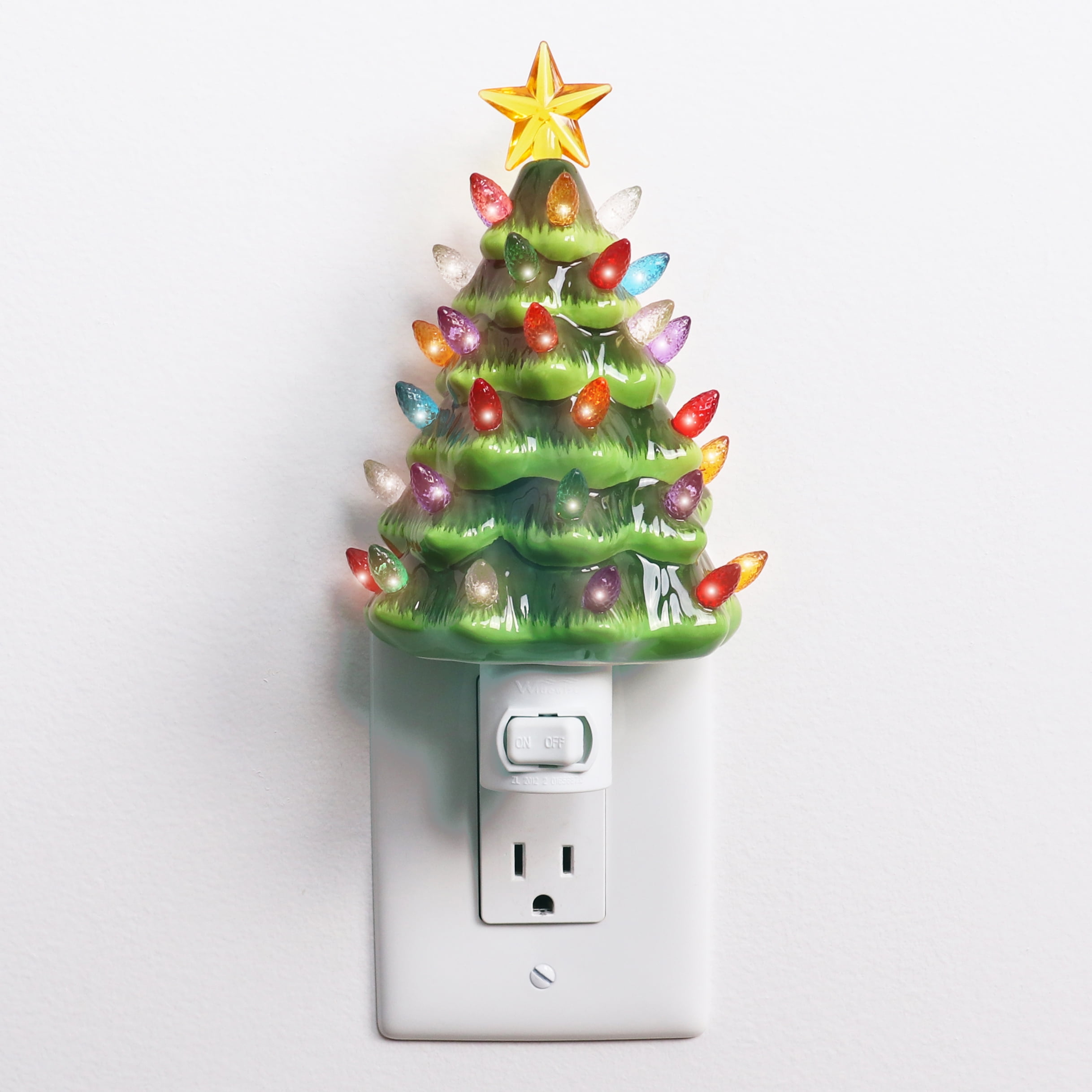 Milltown Merchants, Ceramic Christmas Tree Night Light, Green - Walmart.com