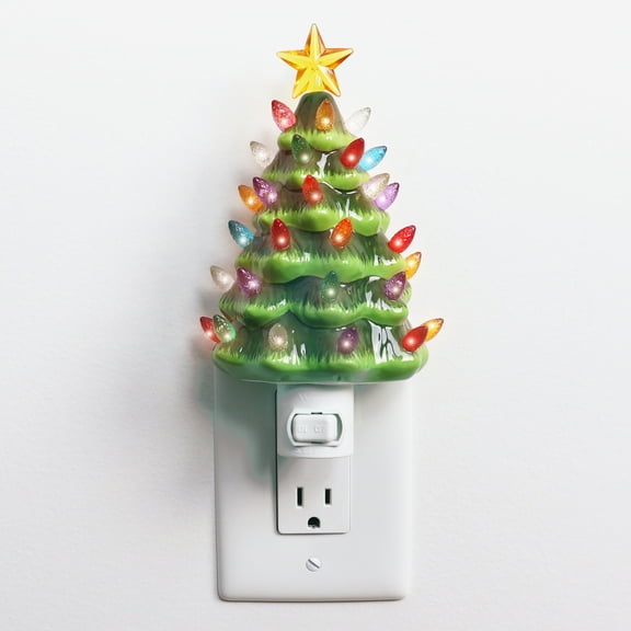 Milltown Merchants Ceramic Christmas Tree Night Light (Green)