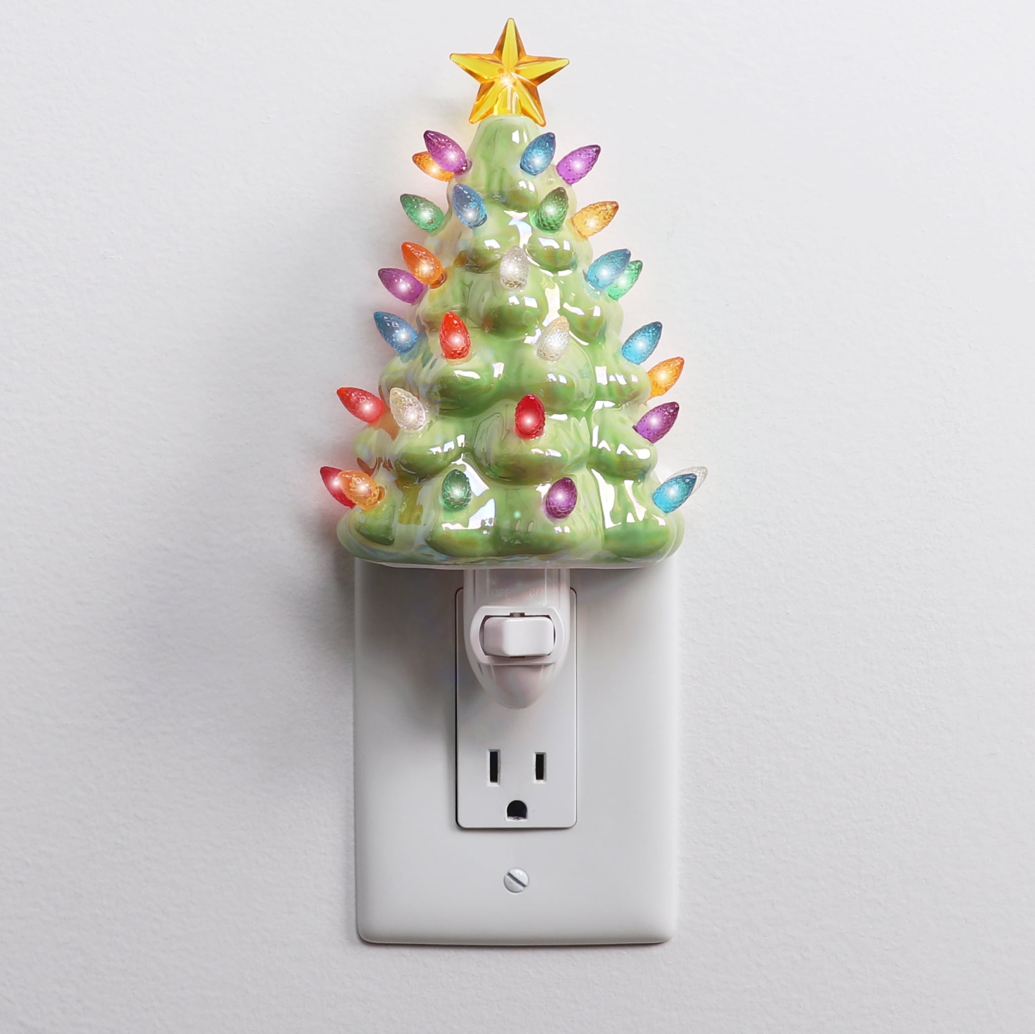 Milltown Merchants Ceramic Christmas Tree Night Light (Pearl Green ...