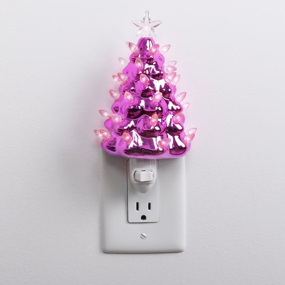 Milltown Merchants Ceramic Christmas Tree Night Light (Pearl Pink)
