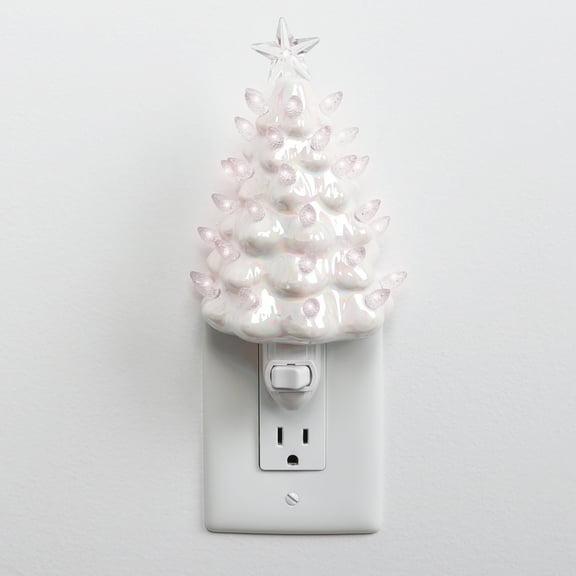 Milltown Merchants Ceramic Christmas Tree Night Light (Pearl White)
