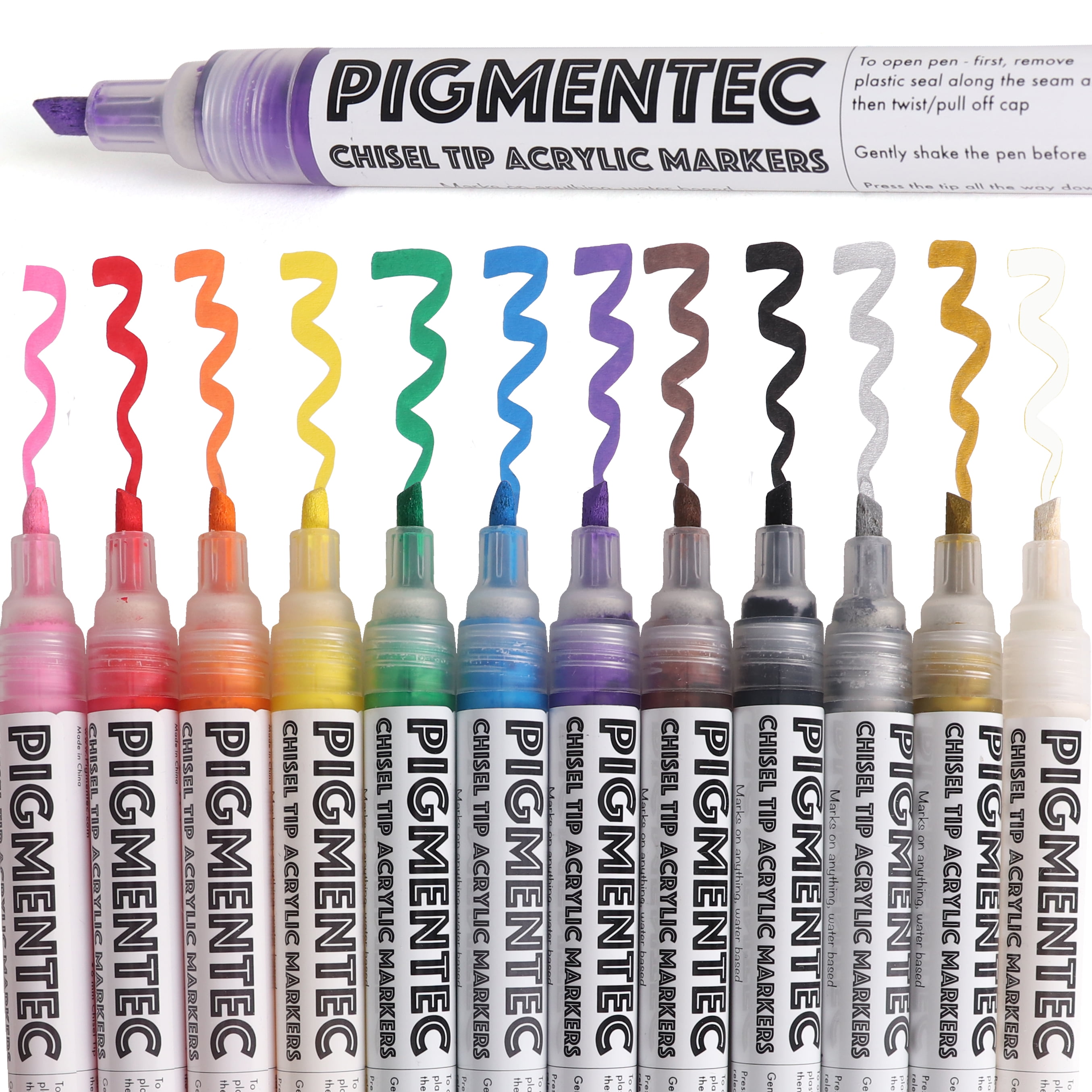 Milltown Merchants - Chisel Tip Acrylic Paint Markers - Set of 12 - Quick Dry Waterproof Paint Supplies - 4-Pack