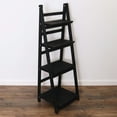 thumbnail image 1 of Milltown Merchants Distressed Ladder Shelf - Rustic Leaning Bookshelf - Black, 1 of 6