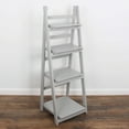 thumbnail image 1 of Milltown Merchants Distressed Ladder Shelf - Rustic Leaning Bookshelf - Light Grey, 1 of 6