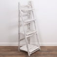 thumbnail image 1 of Milltown Merchants Distressed Ladder Shelf - Rustic Leaning Bookshelf - White, 1 of 5