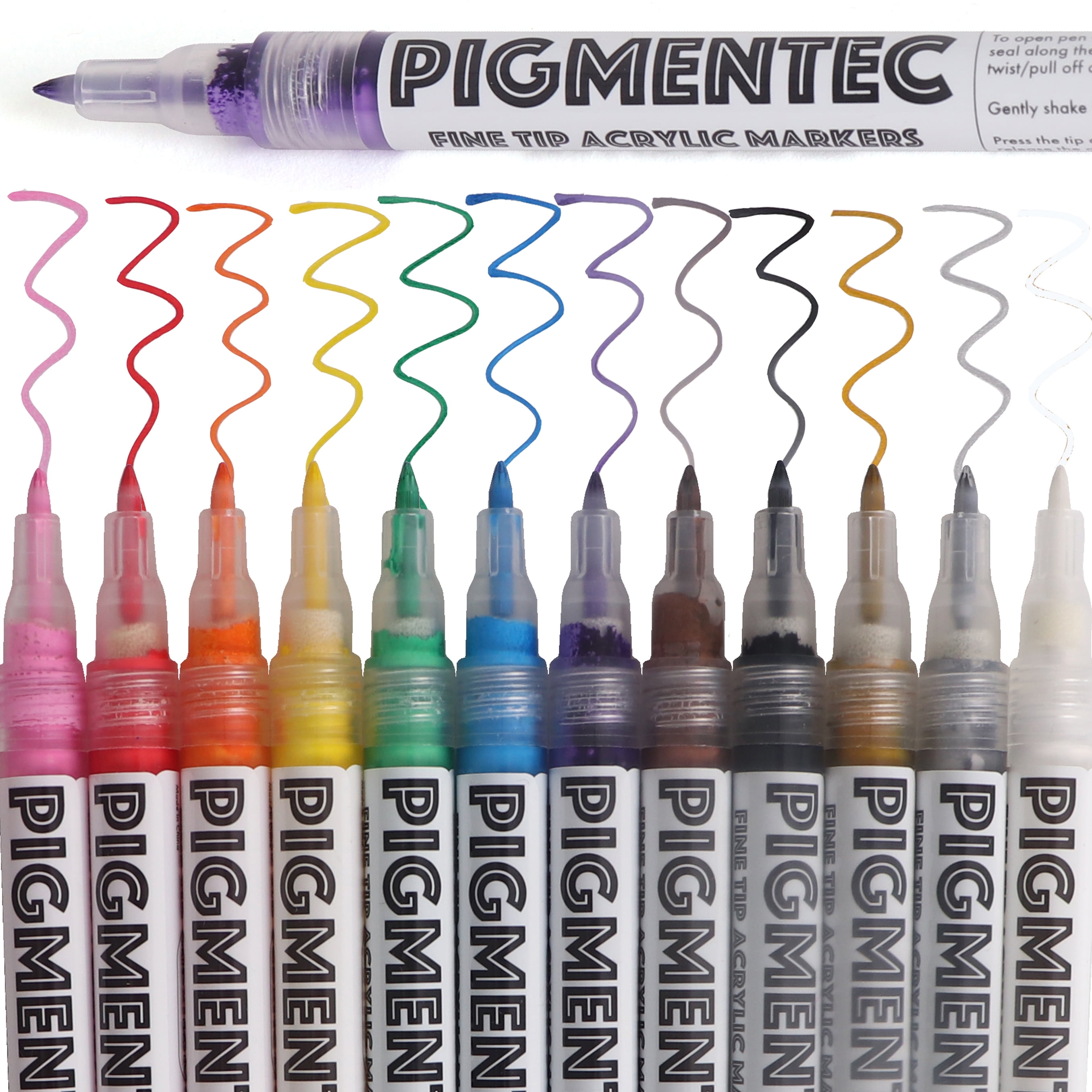 Milltown Merchants - Fine Tip Acrylic Markers - Set of 12 - Quick Dry Waterproof Paint Supplies - 4-Pack