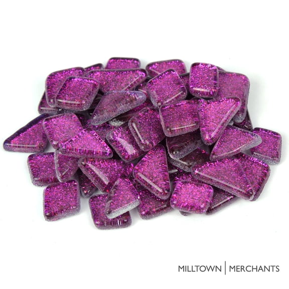 Milltown Merchants Glitter Mosaic Tile Pieces - Dark Purple - 1 Pound