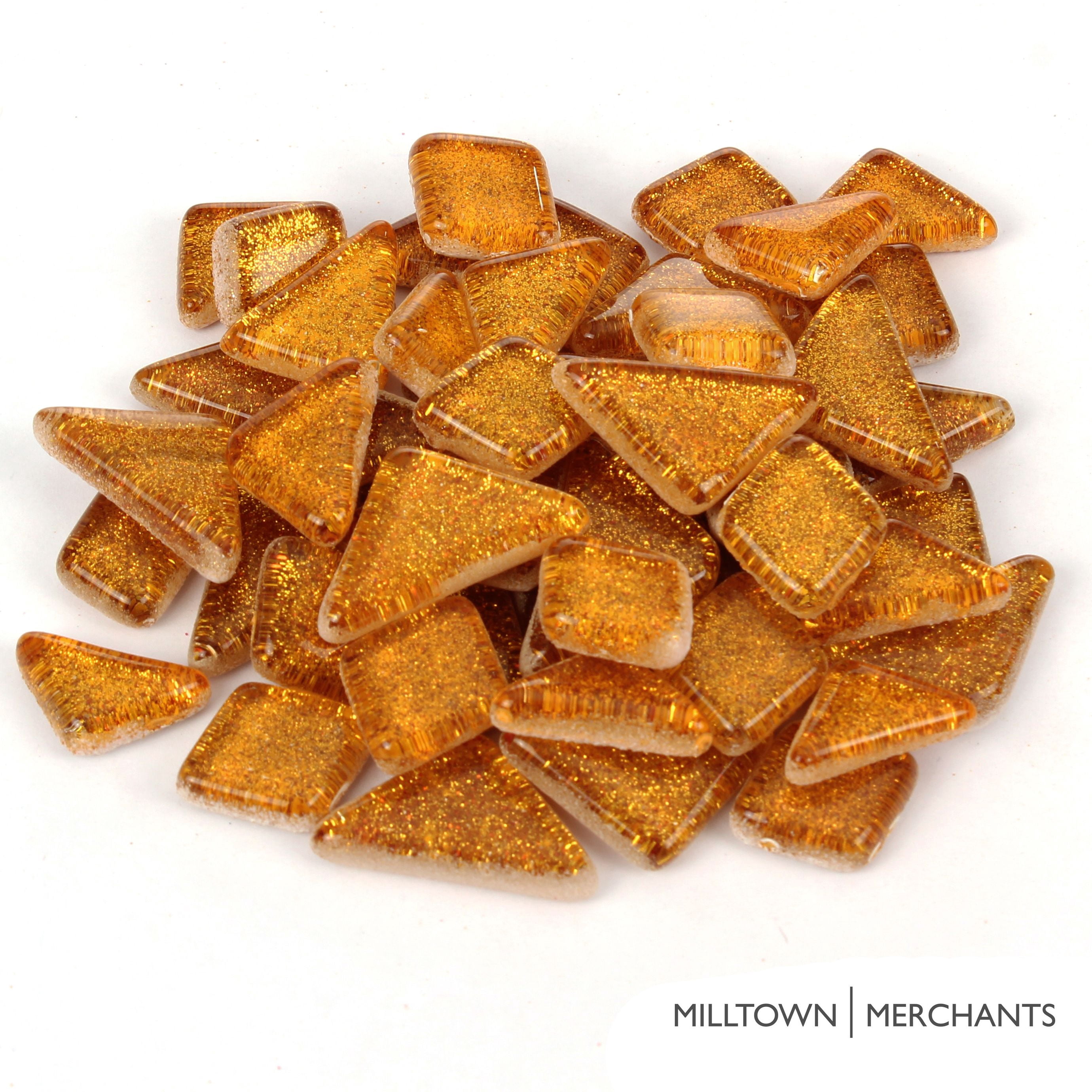 Milltown Merchants Gold Glitter 3/4 Inch Mosaic Tile Blend Assortment (1 lb)