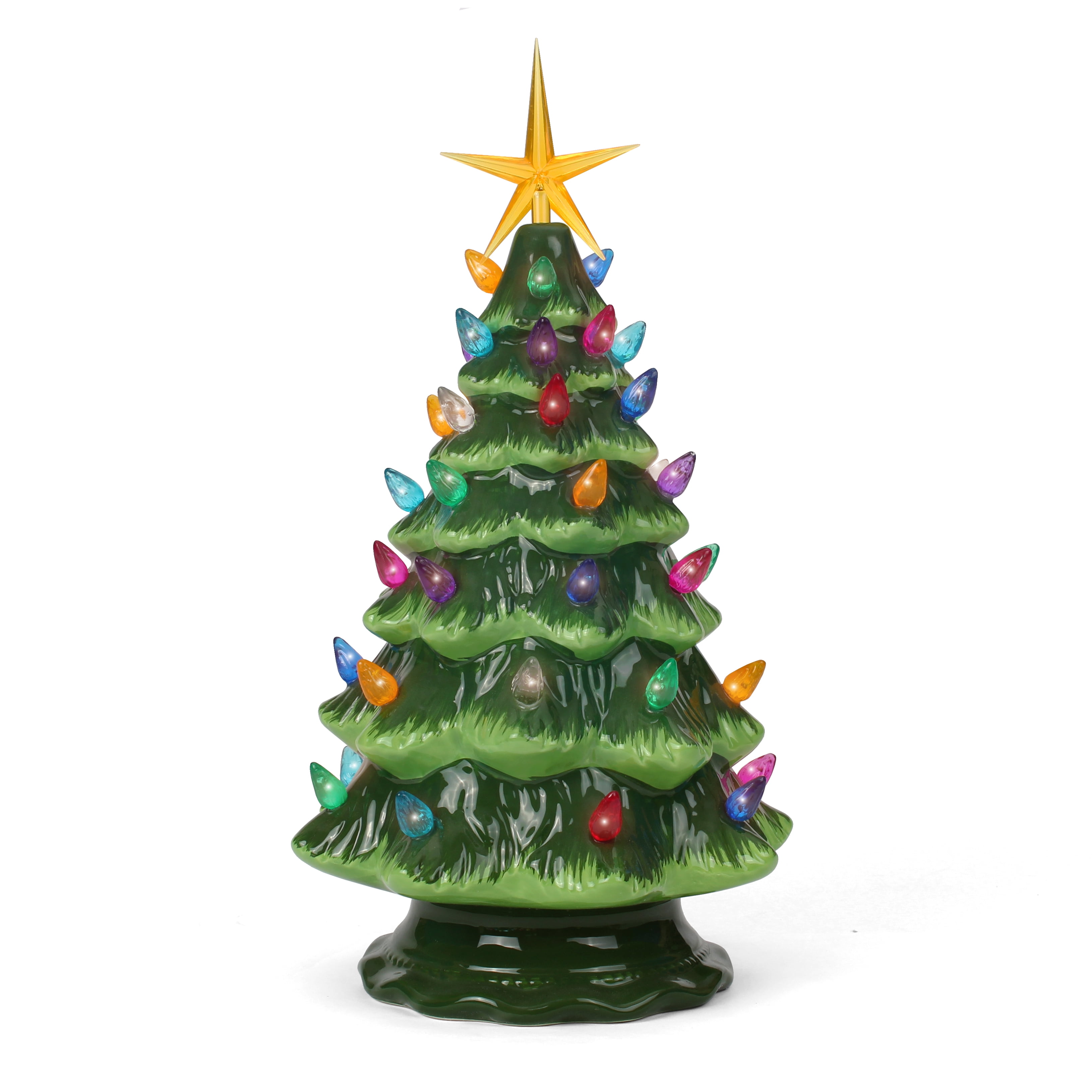"Milltown Merchants Green Ceramic Tabletop Christmas Tree Decorations ...