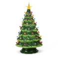 thumbnail image 1 of Milltown Merchants Green Ceramic Christmas Tree - 15.5" Large, Multicolor Lights, 1 of 5