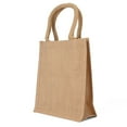 thumbnail image 1 of Milltown Merchants Jute Burlap Bags with Cotton Handles and Laminated Interior (2 Pack, Natural - Small), 1 of 6