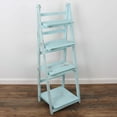 thumbnail image 1 of Milltown Merchants Distressed Ladder Shelf - Rustic Leaning Bookshelf - Turquoise, 1 of 6
