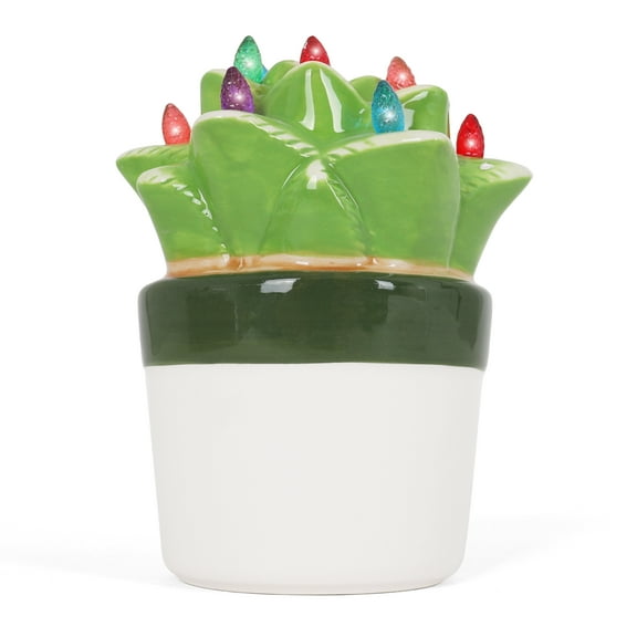 Milltown Merchants Lighted Green Succulent Ceramic Christmas Tree