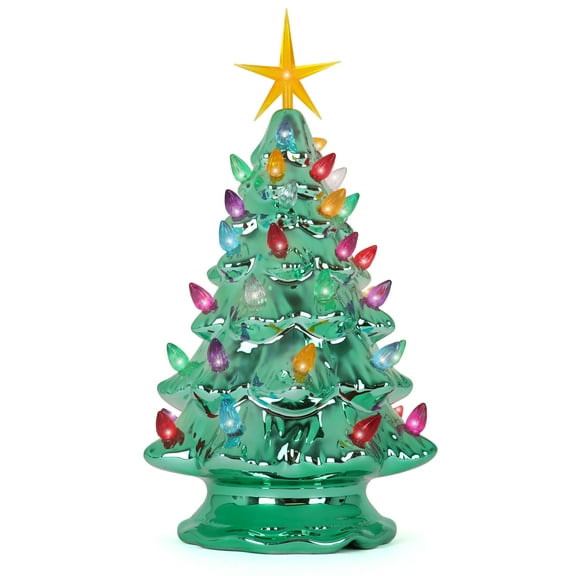 Milltown Merchants Multicolor Tabletop Christmas Tree, Ceramic Green, 11.5"