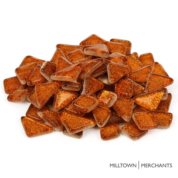 Milltown Merchants Orange Glitter 3/4 Inch Mosaic Tile Blend Assortment (1 lb)