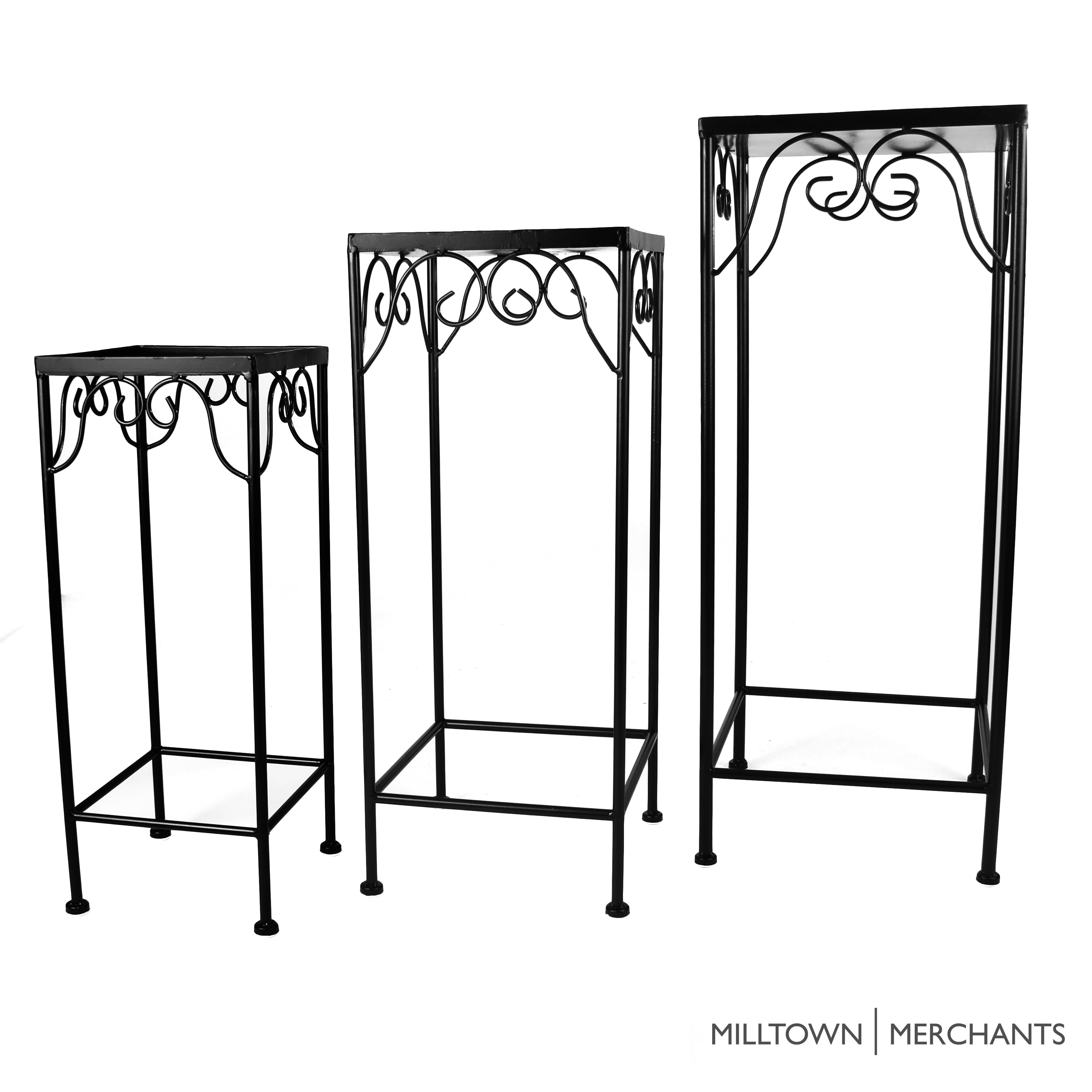 Milltown Merchants Outdoor Metal Rectangle End Table, Black (Set of 3)