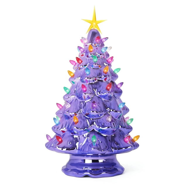Milltown Merchants Pearl Violet Ceramic Christmas Tree 15.5" Large