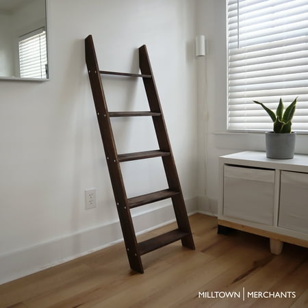 Milltown Merchants Rustic Wooden Leaning Blanket Ladder (Brown)
